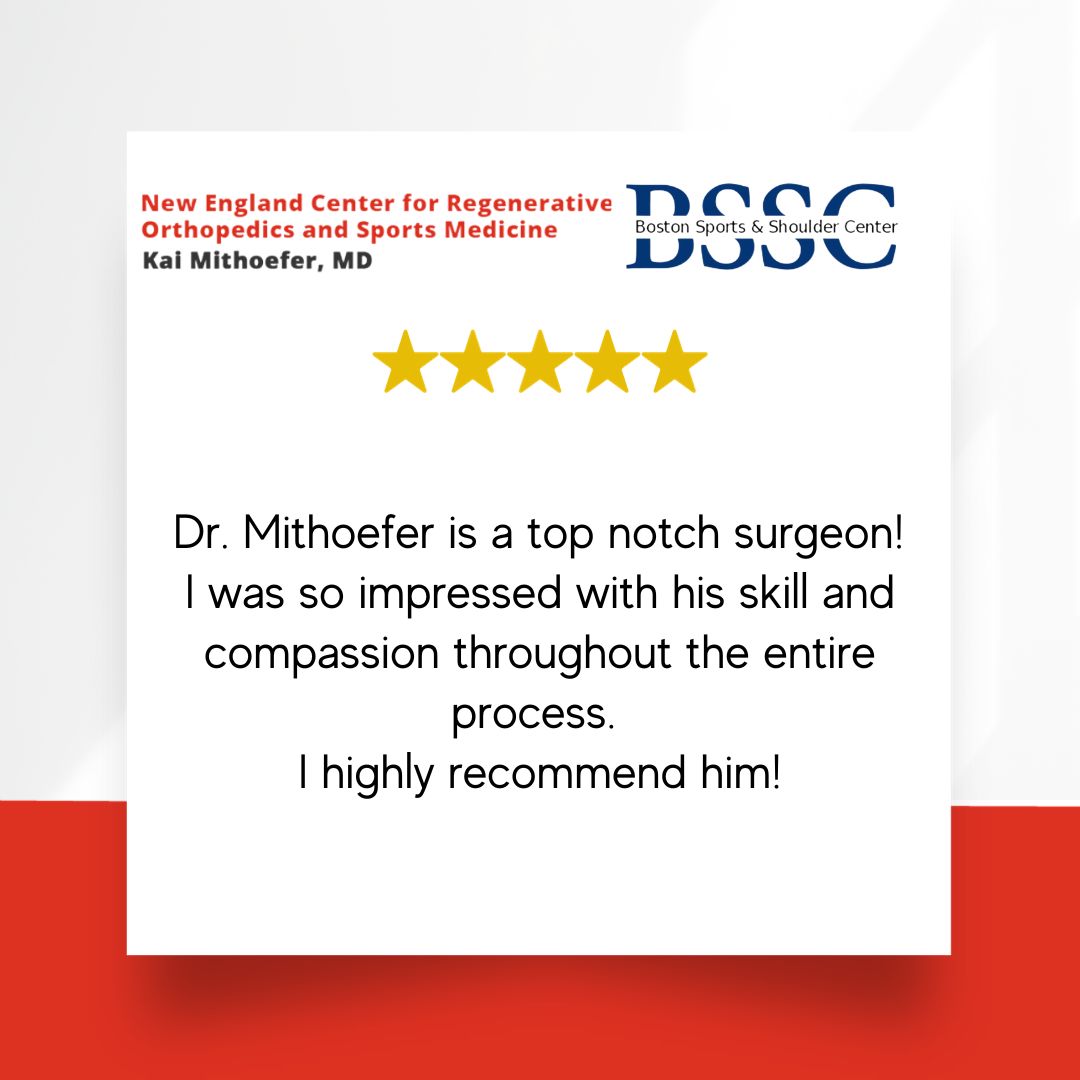 Thank you so much for sharing! Our patients matter the most!🙌😊 #testimonialtuesday #patienttestimonials #patientsmattermost #KaiMithoeferMD #Boston #jointpreservationinstitute #BSSC #bostonsportsandshouldercenter #ypo #yourpracticeonline #kneesurgeon #shouldersurgeon