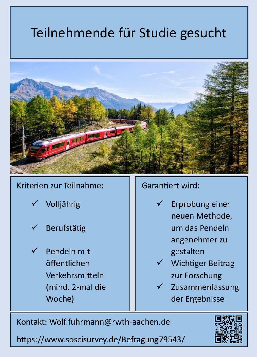 #Pendler aufgepasst: Der Sohn einer Bekannten sucht noch Teilnehmende für eine #Studie. Mit der Teilnahme helft ihr, den #ÖPNV etwas besser zu machen.