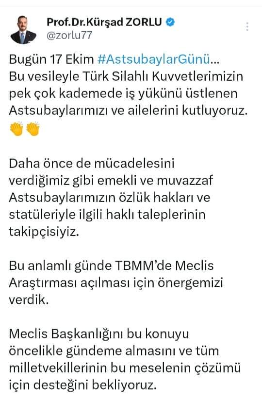 tecrubelitankci's tweet photo. Astsubaylar için meclis araştırma önergesi veren Prof.Dr.Kürşad Zorlu ya  teşekkür ederiz. https://t.co/DxjRqTRPZG