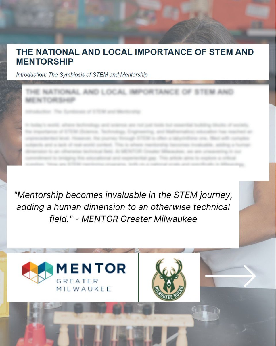MENTORMilwaukee's tweet image. Highlighting the essence of mentorship in STEM. Dive deep into our article and learn how MENTOR Greater Milwaukee is humanizing the tech journey. Dive in [buff.ly/3tzHJ43 ]. #STEMMentor #MentorMilwaukee 🚀🔬