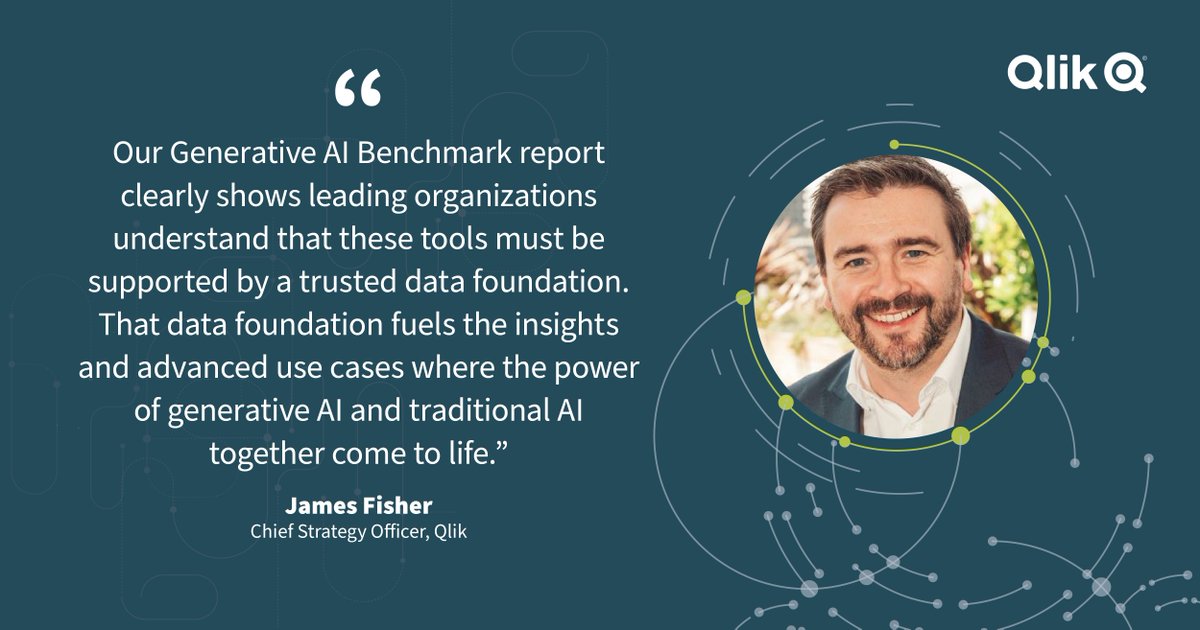 Qlik's @jamesafisher said it best: data is the foundation for organizations to maximize the potential of #GenAI and traditional #AI. Explore the findings in our new report to learn more. bit.ly/3rZvpcQ