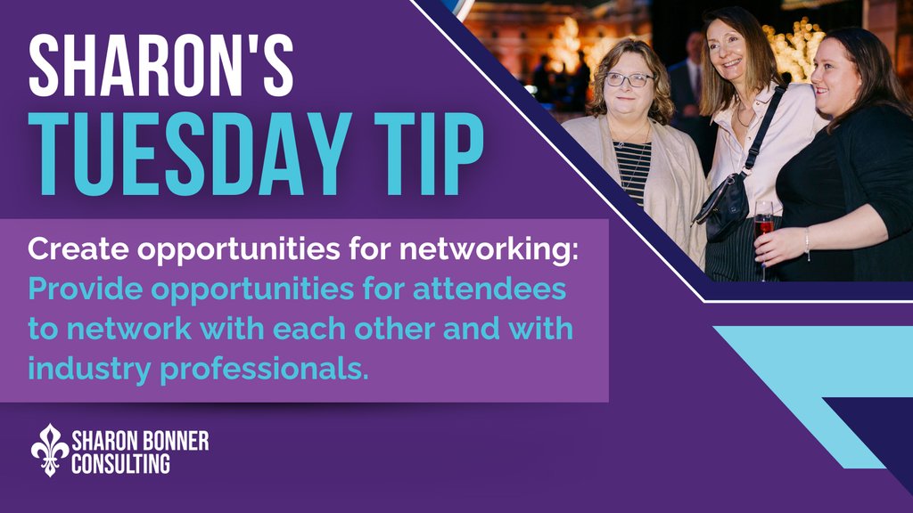 SBConsulting9's tweet image. Craft moments where attendees can connect. Networking can be the highlight of any event! 💼

#SharonBonnerConsulting #NetworkTips #TuesdayTip