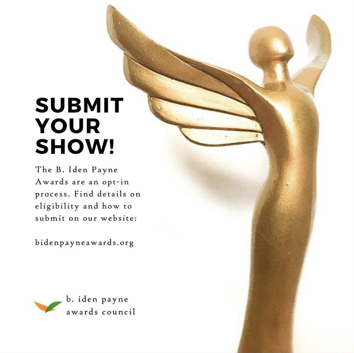 The B. Iden Payne Awards are an OPT-IN affair! We attend and nominate eligible Austin theatre productions that have been submitted through our website:

ow.ly/IN4e50KTMvo

Review our eligibility guidelines, and submit your show!

#austintheatre #atxtheatre #austinimprov