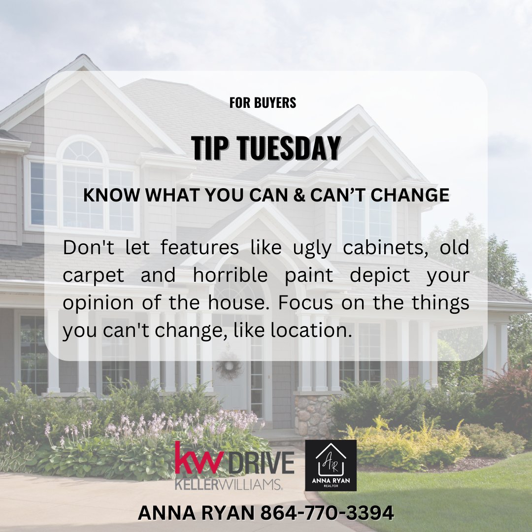 Don't be swayed by ugly cabinets or old carpet. What you CAN'T change is the LOCATION. That's the key to your dream home. 🔑💡

#RealEstateTips #LocationMatters #HouseHunting #AdventuresinRealestate #HomeBuyers #FirsTimeHomeBuyers #HomeBuying #YeahThatGreenville #HomeOwnership
