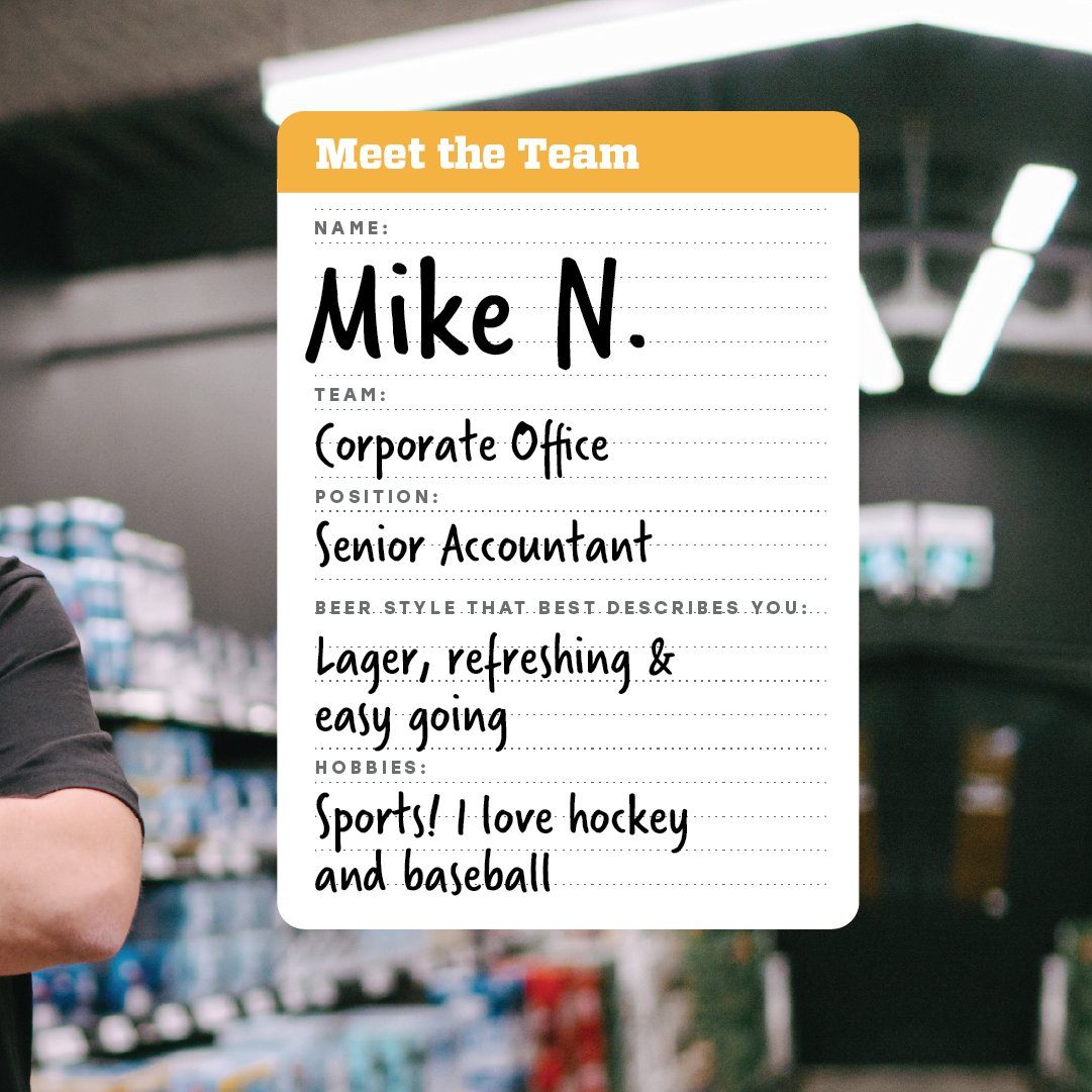 TheBeerStoreON's tweet photo. With 18 years of service under his belt, Mike’s a Liquor Board accountant, doing an awesome job nurturing relationships with many divisions. Laid-back and easygoing like a lager, when he isn’t crunching numbers, he’s at the rink or on the ball diamond. Cheers, Mike! 🍻 https://t.co/aWIdGFIay2