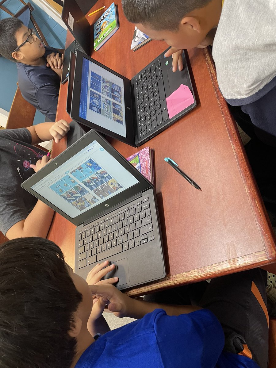 mrsbirdi's tweet photo. Ms. Villarreal’s 5th graders made inferences today while reading the wordless graphic novel, “Bird Cat Dog,” by Lee Nordling and Mentikell Bosch. Ss then drafted the narrative of the story in groups. @CFELISD #makinginferences #expeditionexceLLence #literacy https://t.co/ZOQ9HYnhY5