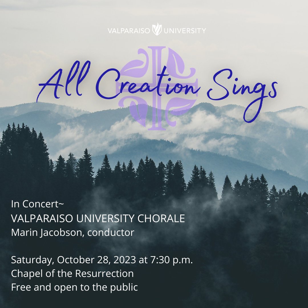 Make plans to join us for the Fall Chorale Concert on Saturday, October 28 at 7:30 p.m. in the Chapel of the Resurrection. #valpomusic