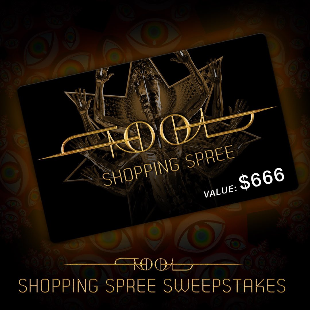 Tool's tweet image. Enter now for your chance to win a $666 shopping spree in the Official Tool Store 👉 store.toolband.com/page/sweepstak…