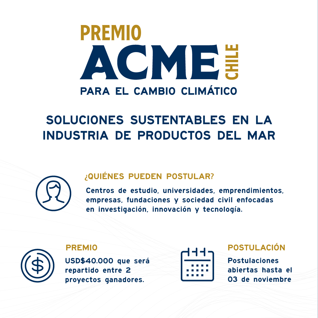 Sede Pto. Montt UACh (@sedeuach) on Twitter photo Segunda versión del "Premio ACME Chile para el Cambio Climático", premio organizado por ACME Smoked Fish Foundation y <a href="/ACME/">ACME Capital</a> Chile.
Bases y detalles del concurso se encuentran disponibles en
acmechile.cl/premio-acme-ch… Segunda versión del "Premio ACME Chile para el Cambio Climático", premio organizado por ACME Smoked Fish Foundation y <a href="/ACME/">ACME Capital</a> Chile.
Bases y detalles del concurso se encuentran disponibles en
acmechile.cl/premio-acme-ch…