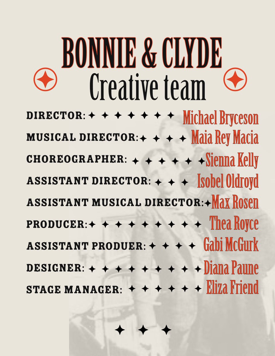 UMMTS's tweet photo. Our first musical of the year is... #BonnieandClyde ! Take a look at this FANTASTIC creative team and crew! The show will take place @ManchesterSU on November 22nd-25th... See you there! https://t.co/GTSWxMZ8tO