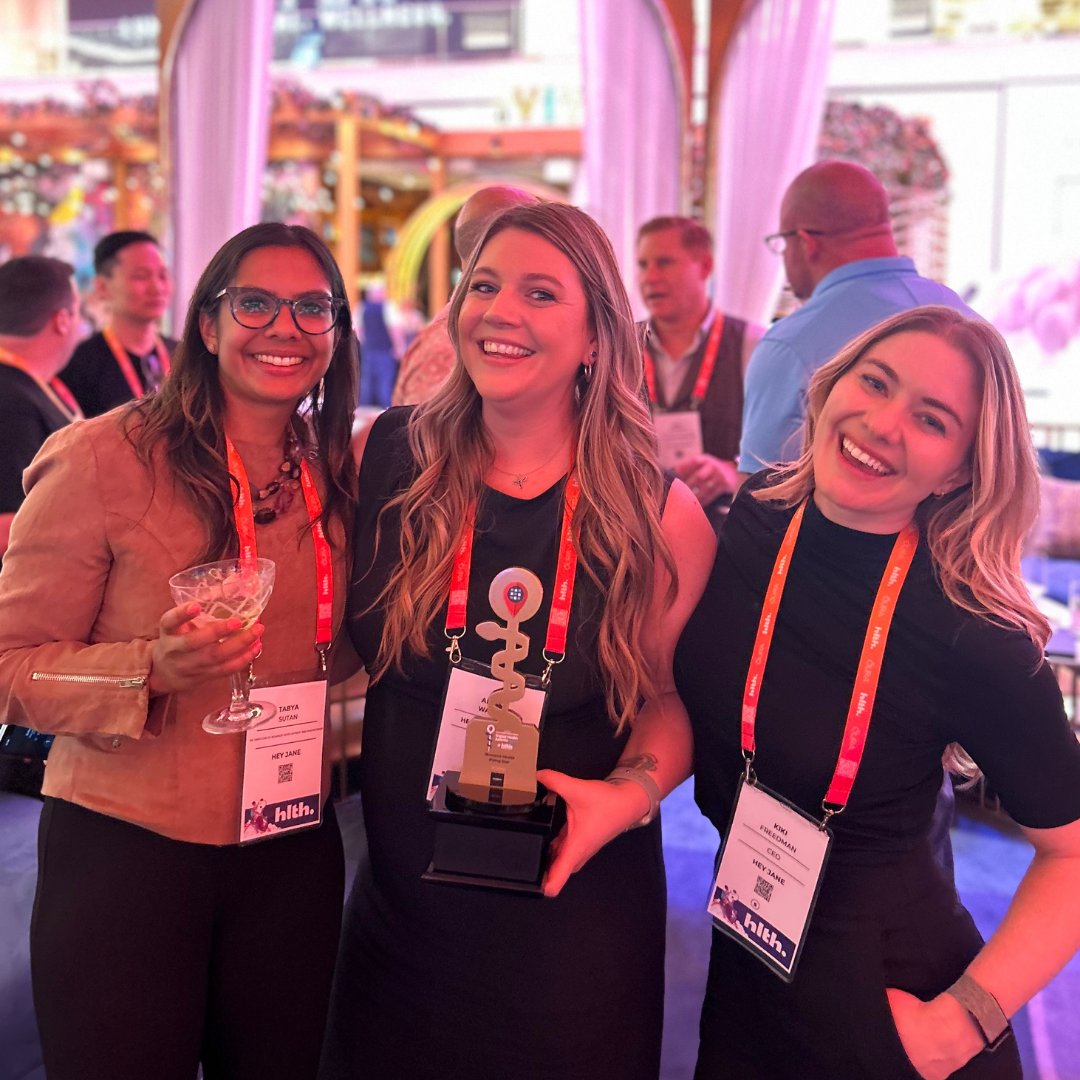 🏆 At #HLTH2023, Hey Jane was named a @DigiHlthHubFdn Awards winner!

To have our work expanding access to safe, effective, and supportive reproductive and sexual health care be recognized is truly an honor. Congratulations to all of this year's finalists and winners!