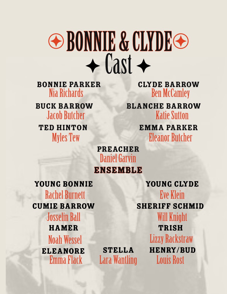 UMMTS's tweet photo. Our first musical of the year is... #BonnieandClyde ! Take a look at this FANTASTIC creative team and crew! The show will take place @ManchesterSU on November 22nd-25th... See you there! https://t.co/GTSWxMZ8tO