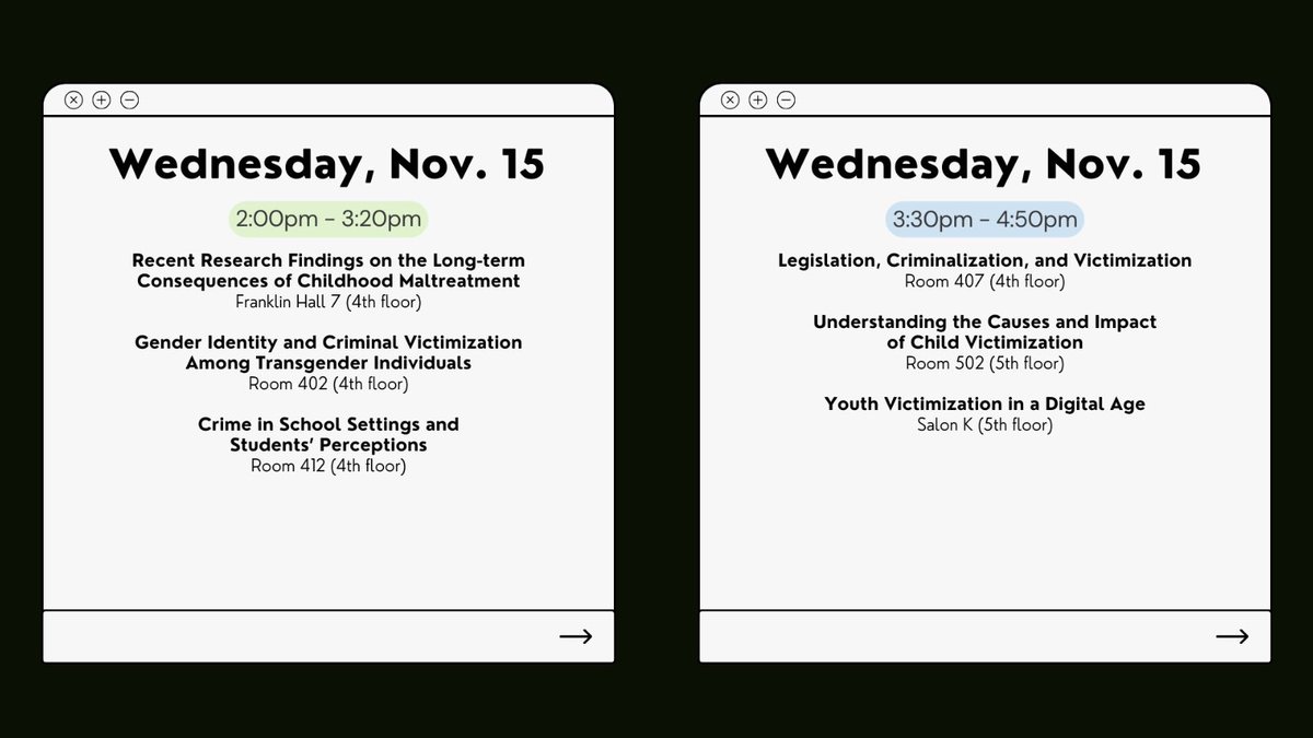 ascdov1's tweet photo. 📢 2023 ASC Meeting - Victimology panels for 11/15📢
In anticipation of the 2023 American Society of Criminology (ASC) meeting next month, the DOV will be sharing panels presenting innovative research in the field of victimology
#asc41 #victimology #criminology https://t.co/viLP7Ud06g