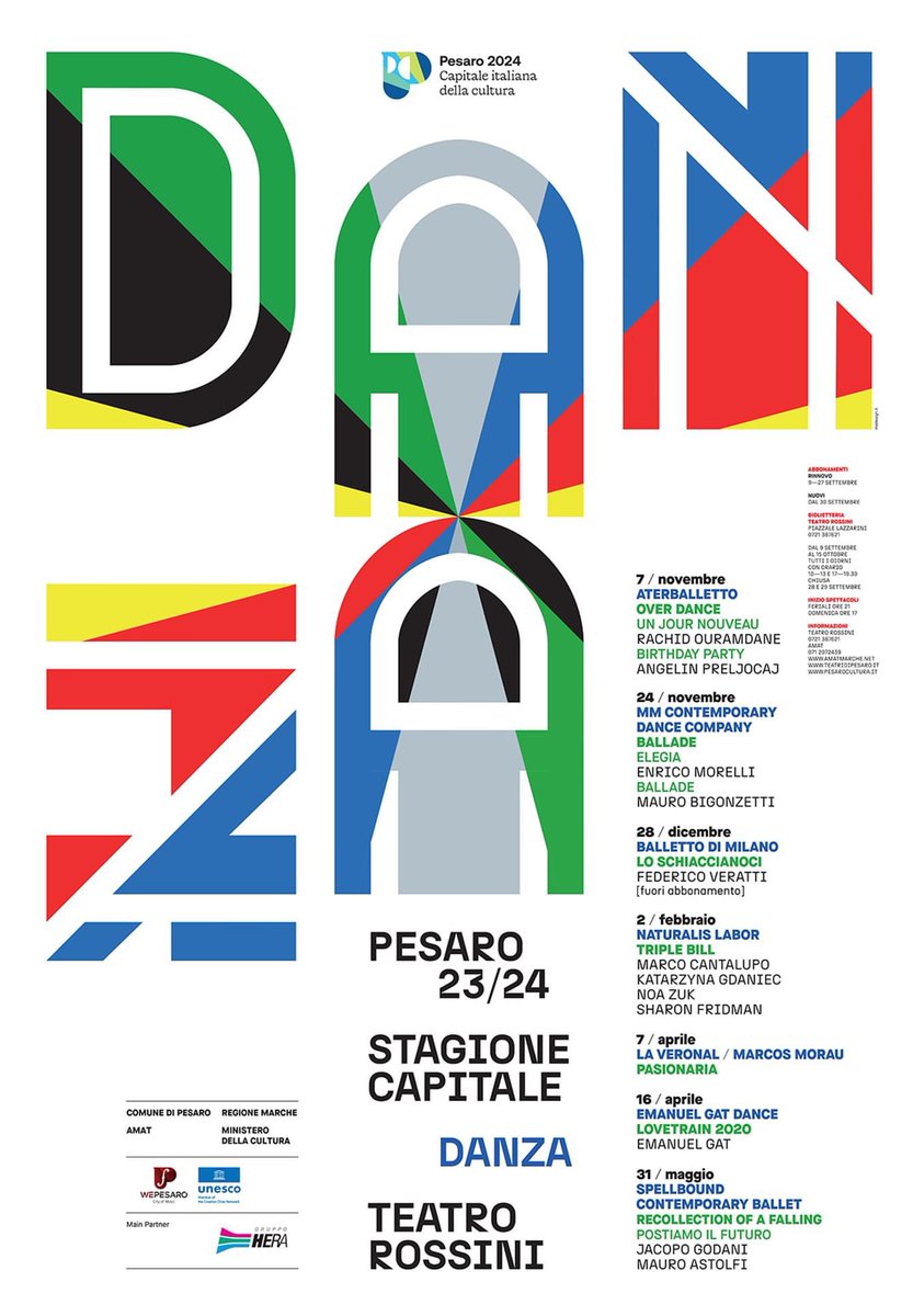 teatridipesaro's tweet photo. Stagione Capitale DANZA 23.24 
Il sipario si apre il 7 novembre per un totale di 7 appuntamenti al Teatro Rossini!
Scopri il programma --> https://t.co/4Z0fqhlkRt https://t.co/ugKAWlibkH