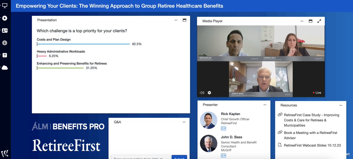Last week, I had the pleasure of leading a webinar with <a href="/Benefits_PRO/">BenefitsPRO</a> alongside John D. Bass &amp; <a href="/RetireeFirst/">RetireeFirst</a>'s Theresa Bell.

We shared examples of how brokers and consultants can maximize value to their clients. Watch the recording here: benefitspro.com/2023/08/28/emp…