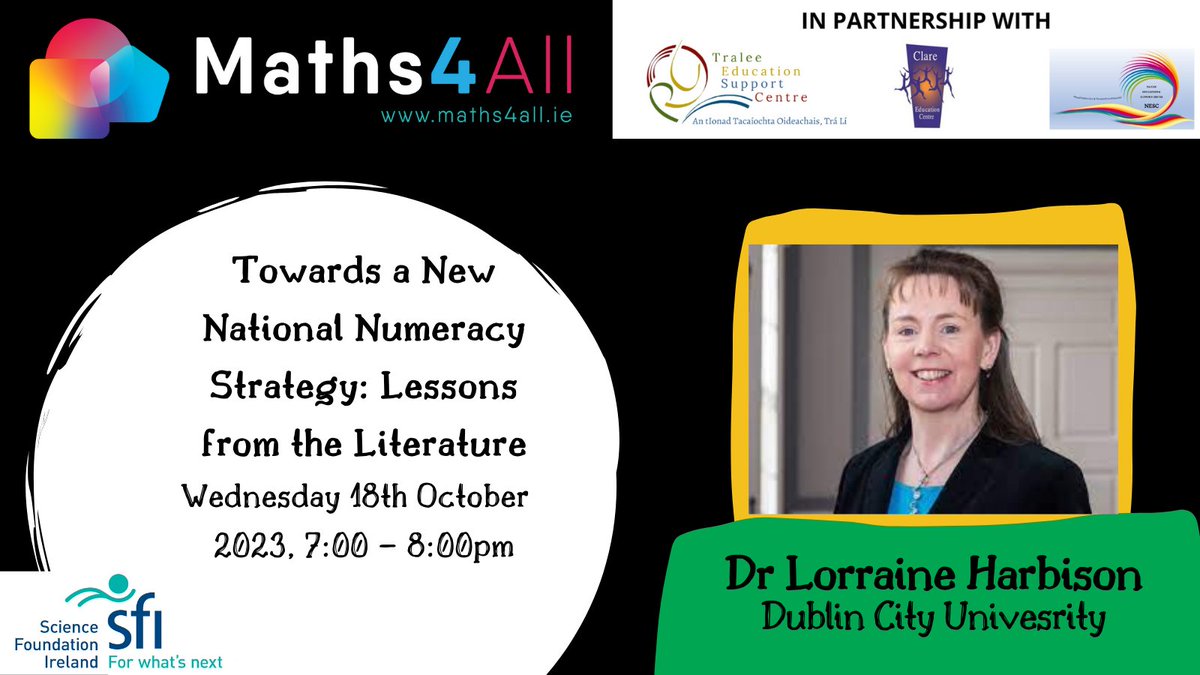 maths4all_IRL (@maths4all) on Twitter photo How should we support numeracy? Dr Lorraine Harbison <a href="/lbharbison/">Lorraine Harbison</a> will share lessons from the literature on effective ways to develop and assess critical numeracy skills. clareed.ie/cpd-courses/pr… How should we support numeracy? Dr Lorraine Harbison <a href="/lbharbison/">Lorraine Harbison</a> will share lessons from the literature on effective ways to develop and assess critical numeracy skills. clareed.ie/cpd-courses/pr…
