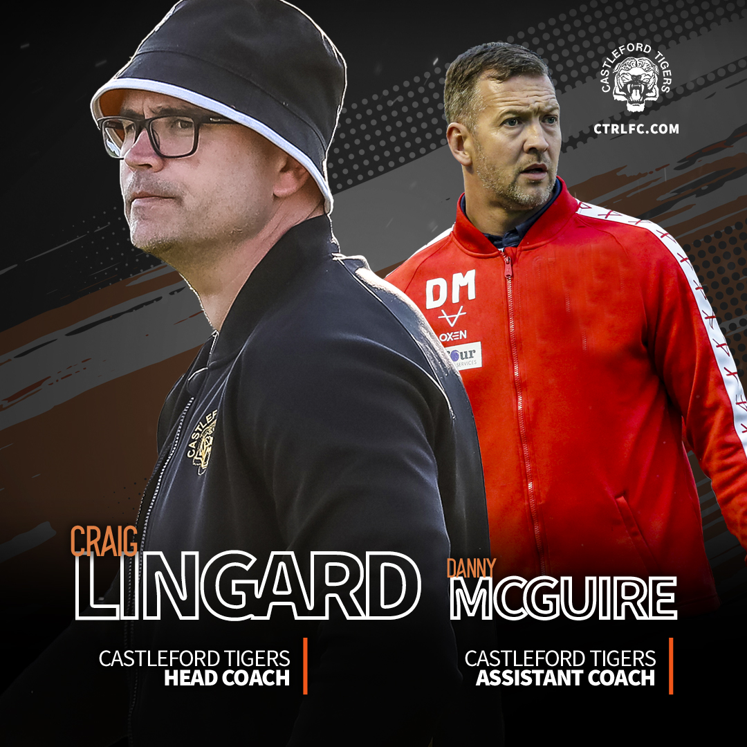 CTRLFC's tweet photo. ✍️ Lingard appointed as Head Coach of Castleford Tigers!
Danny McGuire will join the club as Assistant Coach
#COYF