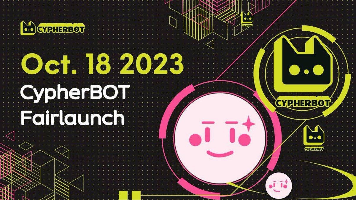 CypherbotTech's tweet photo. CypherBOT Fairlaunch | 15 UTC, October 18

Our Fairlaunch is getting closer, Stay tuned &amp; don't miss out! 

CypherBOT is ready to change Defi trading for good! Our bot is live, premium features will be added after launch!

https://t.co/qUyfBCACU7

#CBOT #CypherBOT $cBOT #ETH https://t.co/4Yi8qq5ESG