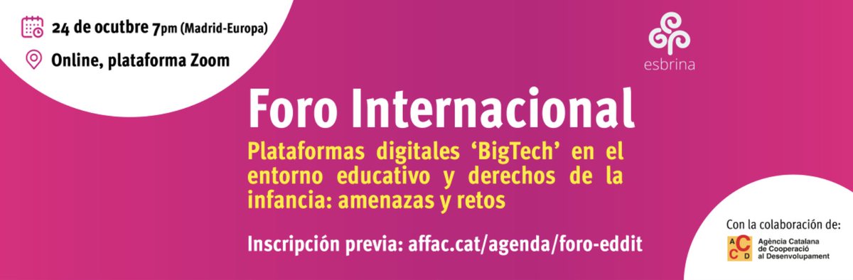 farodigitalok's tweet photo. Desde @affac_cat y @EsbrinaRecerca se presentan los resultados del proyecto #edDIT
⏰Martes 24-10
14 hs. 🇦🇷🇺🇾🇨🇱🇲🇽 🇵🇾
19 hs. 🇪🇸
Para inscribirse 👉https://t.co/FGW2A7JGgf https://t.co/iPQXFjiJGG