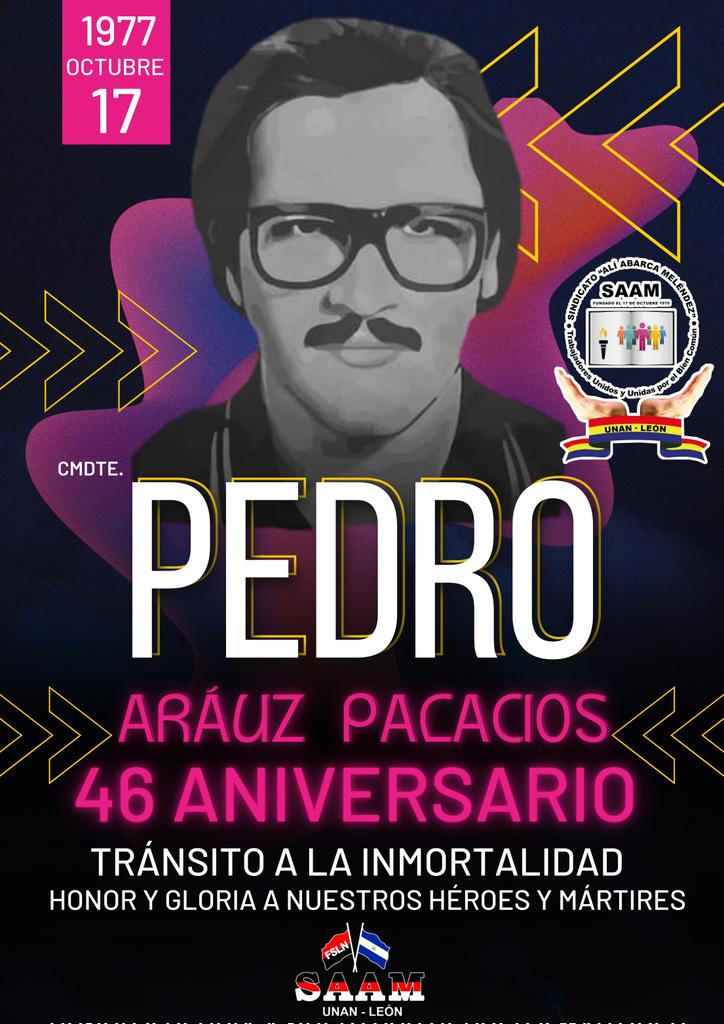 🔴⚫ Un día como hoy 17 de octubre de 1977, cae en combate Pedro Araúz Palacios "Federico", luchando heróicamente contra las hordas asesinas de la guardia nacional del tirano Somoza
#FSLNOctubreVictorioso
