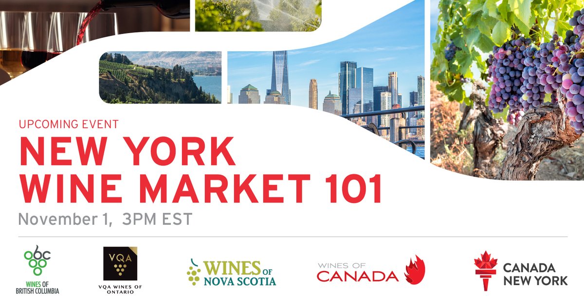 Canadian wineries! Join us for a "New York Wine Market 101" webinar on November 1, 3pm EST. The webinar will take place in English and is open to Canadian wineries interested in exploring the New York wine market. REGISTER HERE: lnkd.in/eUH_FEaz
#wine #canadianwine #export