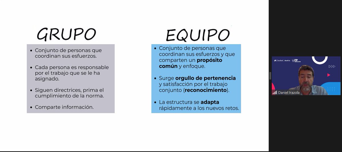 FPinnovacion's tweet image. 📹YA EN DIRECTO💪🏽

Hoy en #trainingtools disfrutamos de la tarde del martes junto a @dirazola en el taller "Gestión de equipos de alto rendimiento".

Gracias a la colaboración con @CABK_Dualiza para disfrutar de estos talleres de forma gratuita 🤗

#docentesfp #altorendimiento