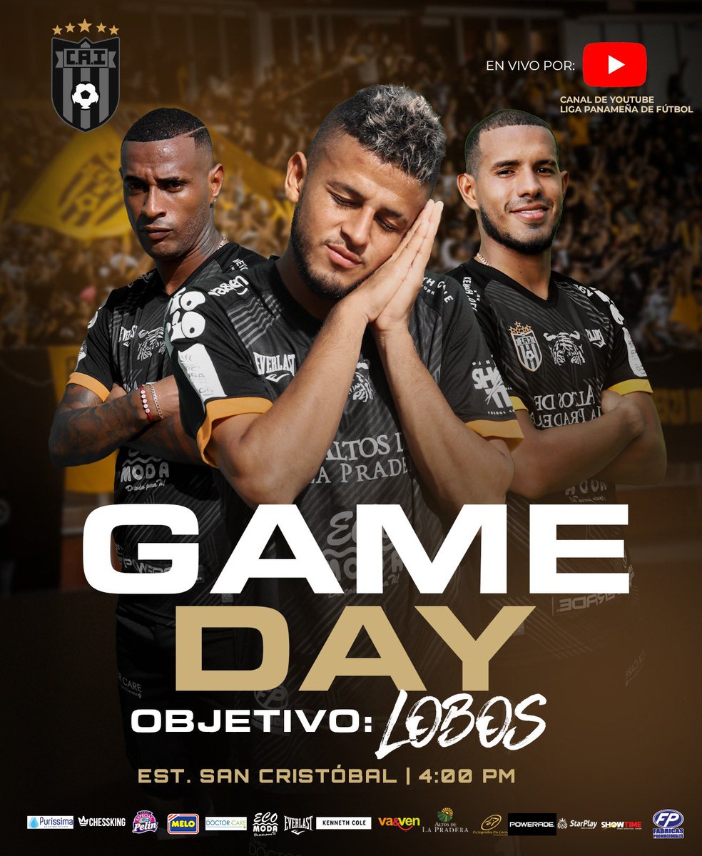 ¡POR EL TRIUNFO 🔥!

El Bicampeón de Panamá visita esta tarde al <a href="/Atl_chiriqui/">Atlético Chiriquí</a> por la decimocuarta jornada de la <a href="/LPFpanama/">LPF TIGO</a>. ¡Vamos con todo vikingos! ⚔️ 

⏰ 4:00PM
🏟️ San Cristobal 
📺 YouTube Liga Panameña de Fútbol 

#EstoEsCAI 🖤💛