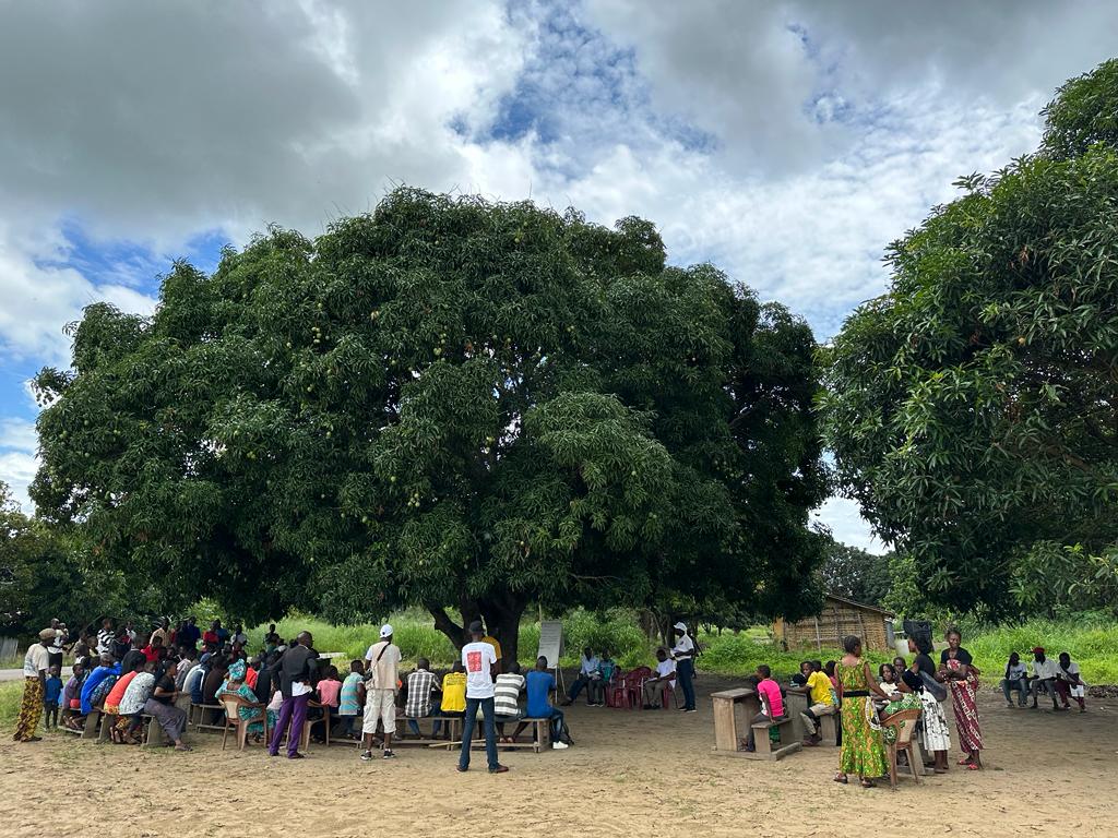 #PROREP Après la formation de la semaine dernière, début du processus #CLIP dans le village d'Ombima, district de Ngo. Les facilitateurs expliquent le projet proposé avec des photos pour recueillir le consentement de la communauté #bantou locale: 96 présents dont 34 🚺 . @unredd