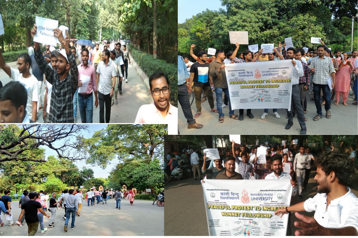 ainrsc's tweet photo. Today scholar's of Banaras Hindu University did protest march from BHU Main gate to Central office to address our issues in front of VC bhu @VCofficeBHU@bhupro 
But but there is no responce! 

So, now they continue protest untill fellowship hike. https://t.co/5Bjyk1Di2w