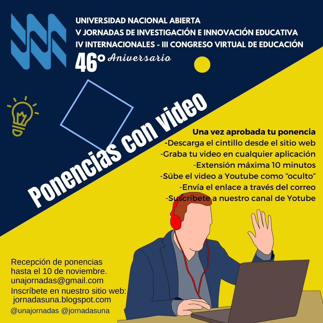 Invitamos a todos los #profesores y estudiantes de pre y postgrado de #educación a participar en este #congresointernacional  gratuito y totalmente en línea.  Toda la info en jornadasuna.blogspot.com #congresodeeducación <a href="/unazulia/">UNA-Zulia</a> <a href="/UNA_VE/">@UNA_VE</a> <a href="/una_dip/">UNA_DIP</a>