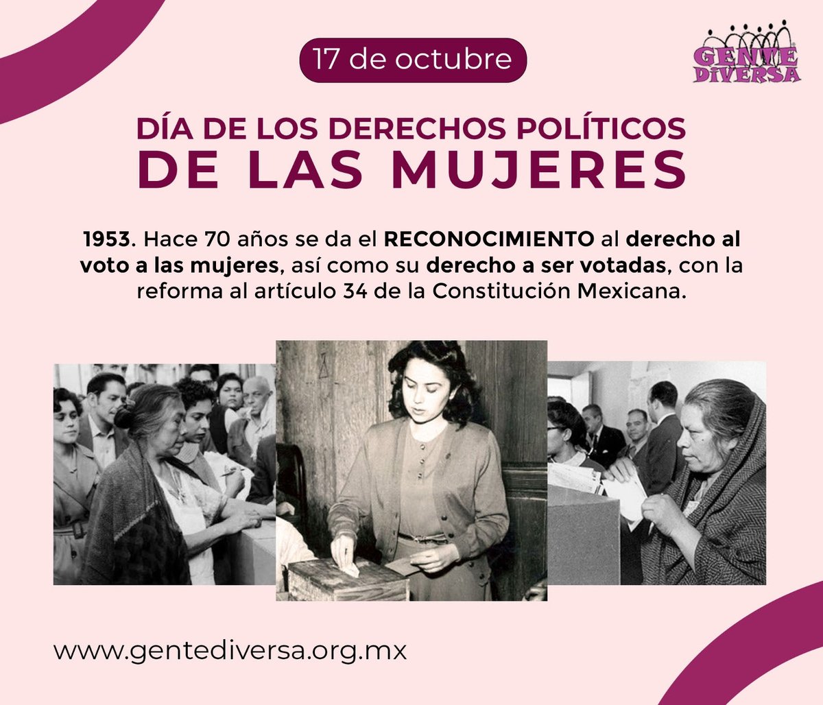 gentediversabc's tweet photo. #díadelosderechospolíticosdelasmujeres #VotoMujer #política https://t.co/K3zYX31LGP