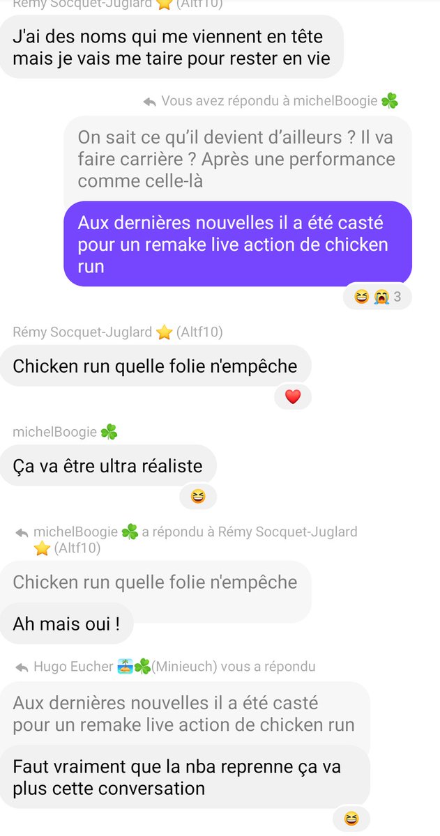 Pendant ce temps, chez les Michels
#FautQueLaNbaReprenne
#FautQueLaTTFLReprenne
<a href="/TTFLab/">TrashTalk Fantasy Lab</a> <a href="/TrashTalk_fr/">TrashTalk</a>