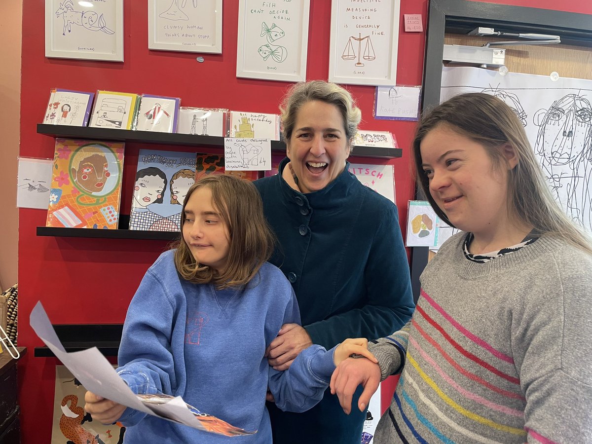 kate_revere's tweet photo. Piper & Beth having fun in the shop with (fingers crossed) the next mayor of Hackney @carowoodley for those of you who may not know Caroline works really hard for SEND in hackney #grateful #votelabour #socialenterprise #stokenewington #hackneymayor https://t.co/hNsZl0OkGN