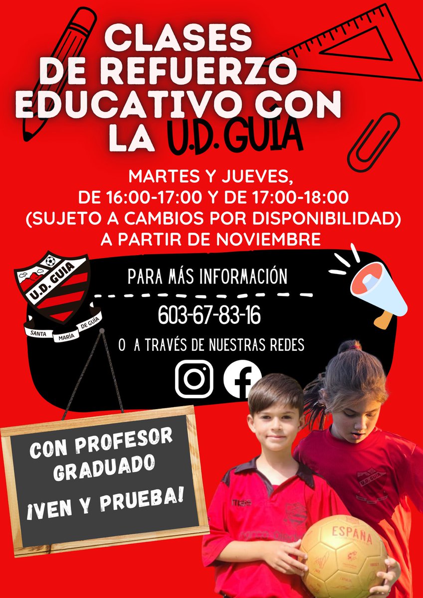 udguia's tweet photo. Clases de refuerzo educativo con la U.D. Guía ✍🏽🔴⚫️

Desde el club sabemos que para que haya tiempo para el fútbol, primero debe haberlo para los estudios, es por eso que ponemos en marcha esta iniciativa.  ✅ https://t.co/BzfyfpyoHb