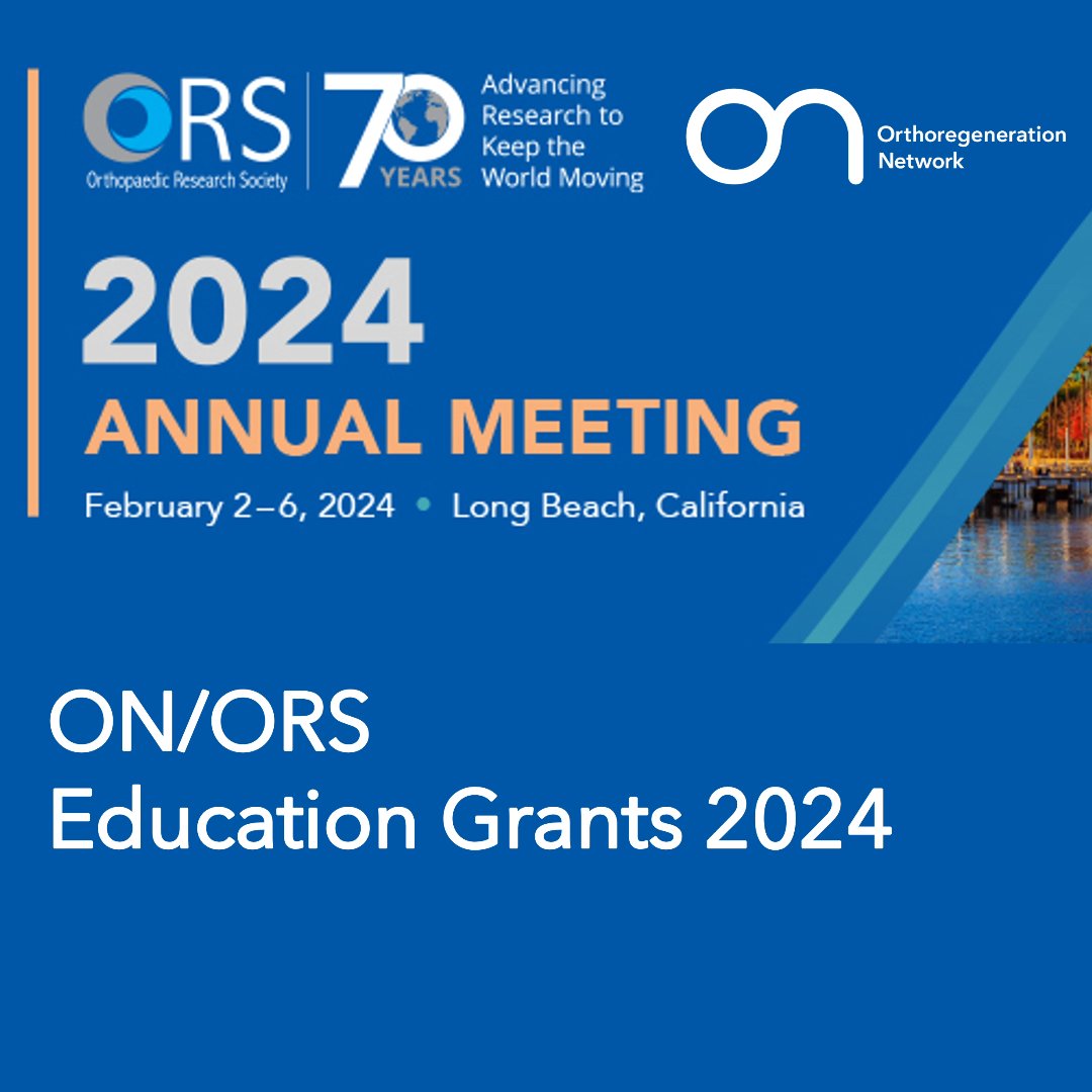 Are you interested in #orthopedic #research? Then attend the #ORS Annual Meeting 2024 (Feb 2-6) in Long Beach with a USD 500 Education Grant for highly motivated, talented early career investigators! Apply now: loom.ly/cfmNszs #orthoregeneration #onfoundation @ORSsociety