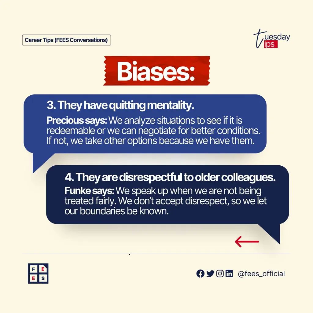 fees_official's tweet photo. #Feesconversation

@preciousbabs_ and Funke Ademola-Aliu shared some interesting rebuttals against some of the biases against Gen Z professionals at the last FEES Conversation.

Share your thoughts with us in the comments😃

#FEES #feesconversations #Genzprofessionals https://t.co/0JkarERE3c