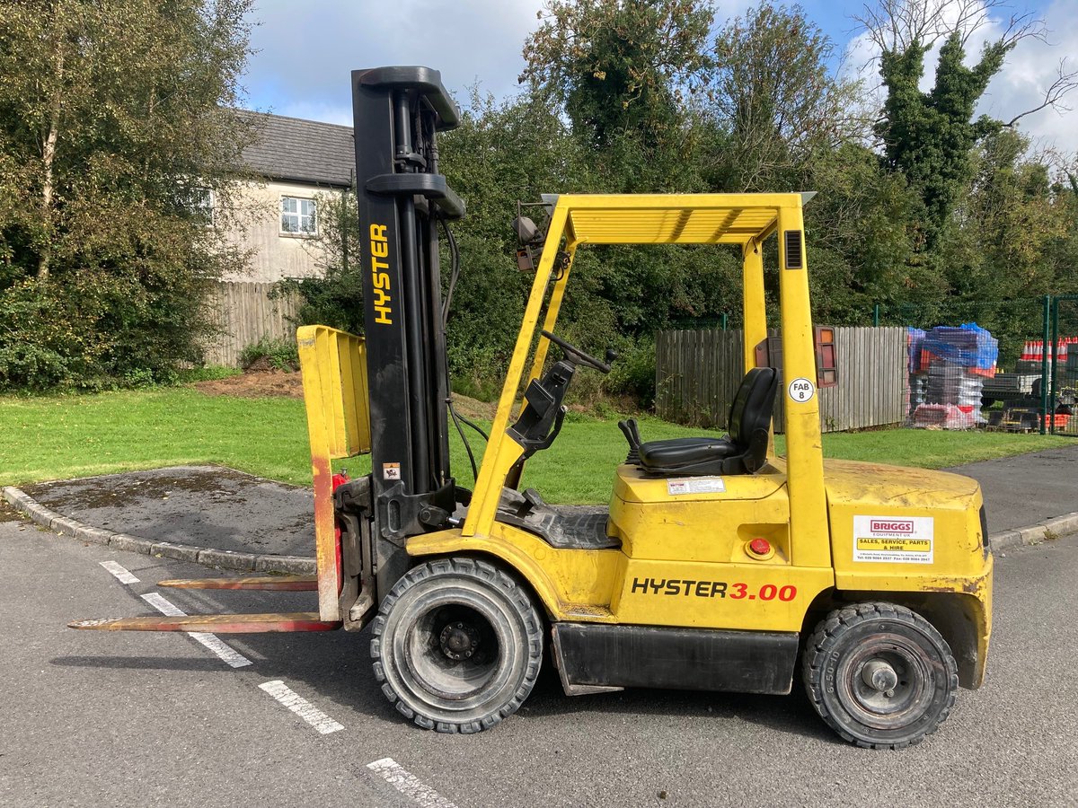 Hyster H3.0XM forklift for sale. Triple mast, solid tyres, and side-shift functionality. GA1/LOLER cert valid until 8th June 2024. Contact Sean for details on +44 7703 026 727 or s.doonan@ernco-group.com