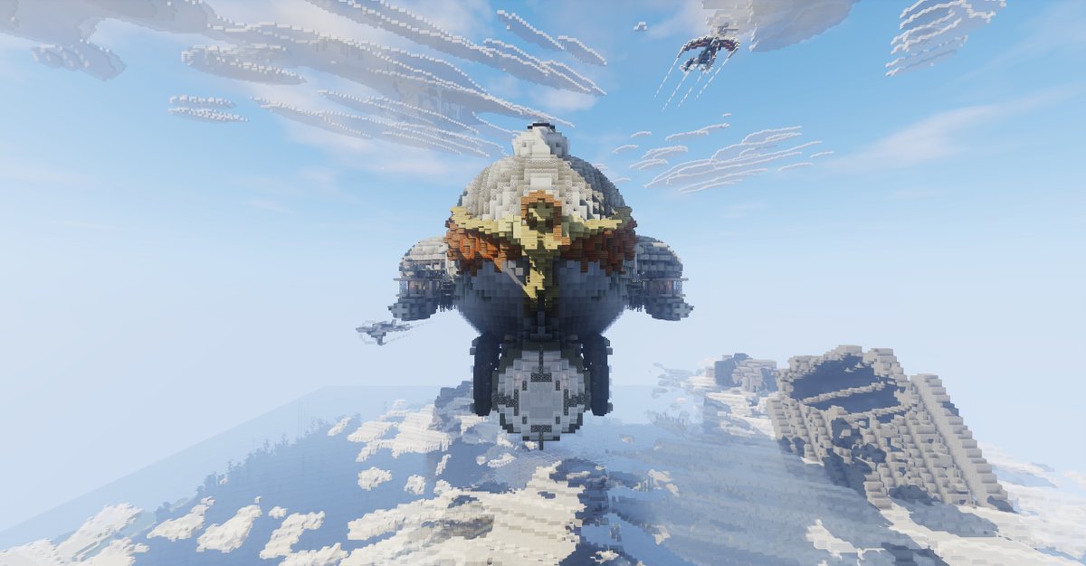 Demannn1's tweet photo. AirPunk airship
(SteamPunk)

 #Minecraft #Minecraftbuilds #Minecraftbuild #Minecraft建築コミュ https://t.co/60LlUVCUn7