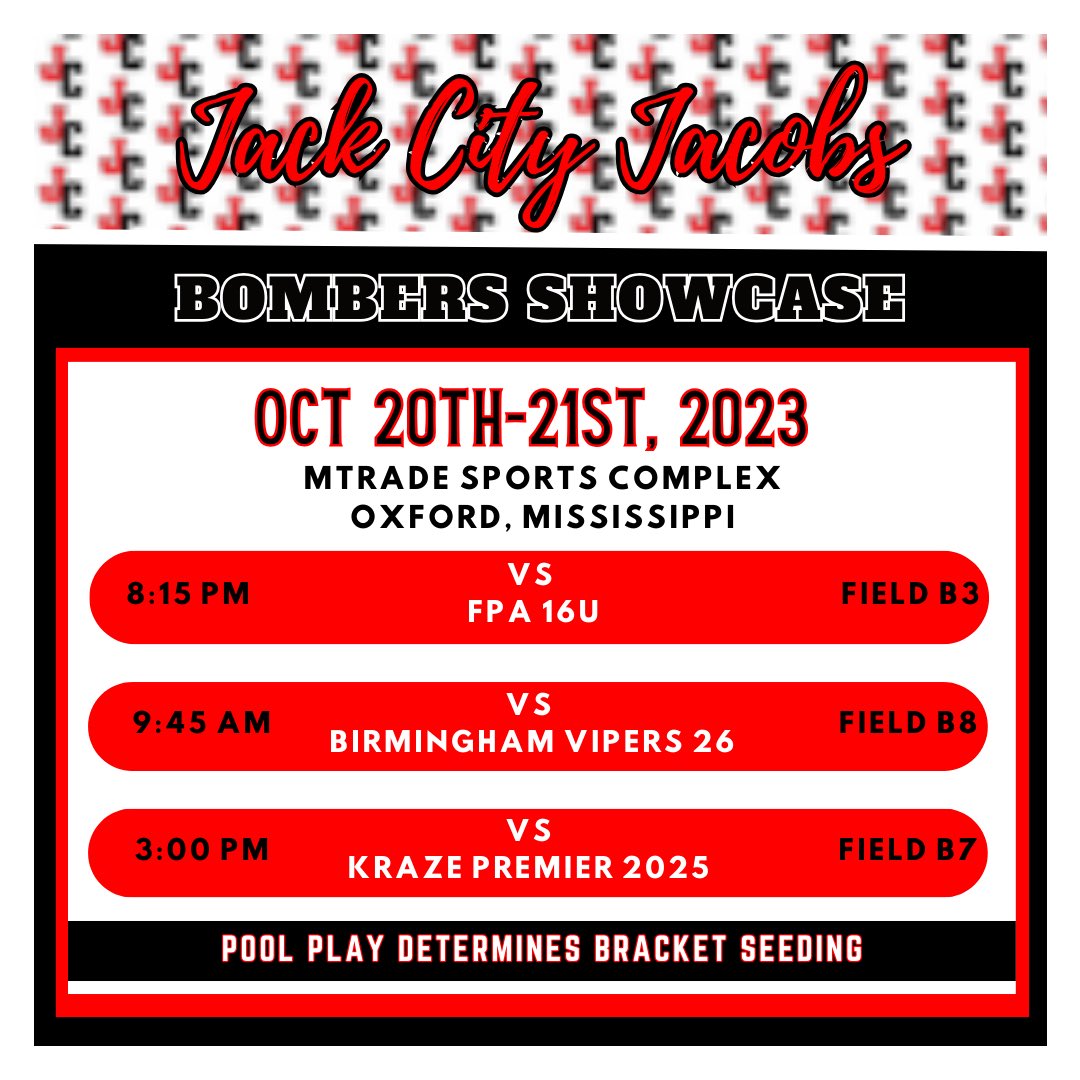 Jack City Jacobs (@jackcityjacobs) on Twitter photo Jack City Jacobs is heading to the Bombers Showcase in Oxford this weekend! Catch a game at mTrade Park or watch us live on Facebook or YouTube. <a href="/MT_Softball/">Middle Tennessee Softball</a> <a href="/UTMSoftball/">UT Martin Softball</a> <a href="/GoMocsSB/">Chattanooga Softball</a> <a href="/TTU_Softball/">Tennessee Tech Softball</a> <a href="/GovsSB/">Austin Peay Softball</a> <a href="/TNUsoftball/">Trevecca Softball 🥎 💜</a> <a href="/ETSUSoftball/">ETSU Softball</a> <a href="/CUPhoenixSB/">Cumberland Softball</a> <a href="/JURoyalsSB/">Johnson University Softball</a> <a href="/VSCCPioneersSB/">Vol State Softball</a> Jack City Jacobs is heading to the Bombers Showcase in Oxford this weekend! Catch a game at mTrade Park or watch us live on Facebook or YouTube. <a href="/MT_Softball/">Middle Tennessee Softball</a> <a href="/UTMSoftball/">UT Martin Softball</a> <a href="/GoMocsSB/">Chattanooga Softball</a> <a href="/TTU_Softball/">Tennessee Tech Softball</a> <a href="/GovsSB/">Austin Peay Softball</a> <a href="/TNUsoftball/">Trevecca Softball 🥎 💜</a> <a href="/ETSUSoftball/">ETSU Softball</a> <a href="/CUPhoenixSB/">Cumberland Softball</a> <a href="/JURoyalsSB/">Johnson University Softball</a> <a href="/VSCCPioneersSB/">Vol State Softball</a>