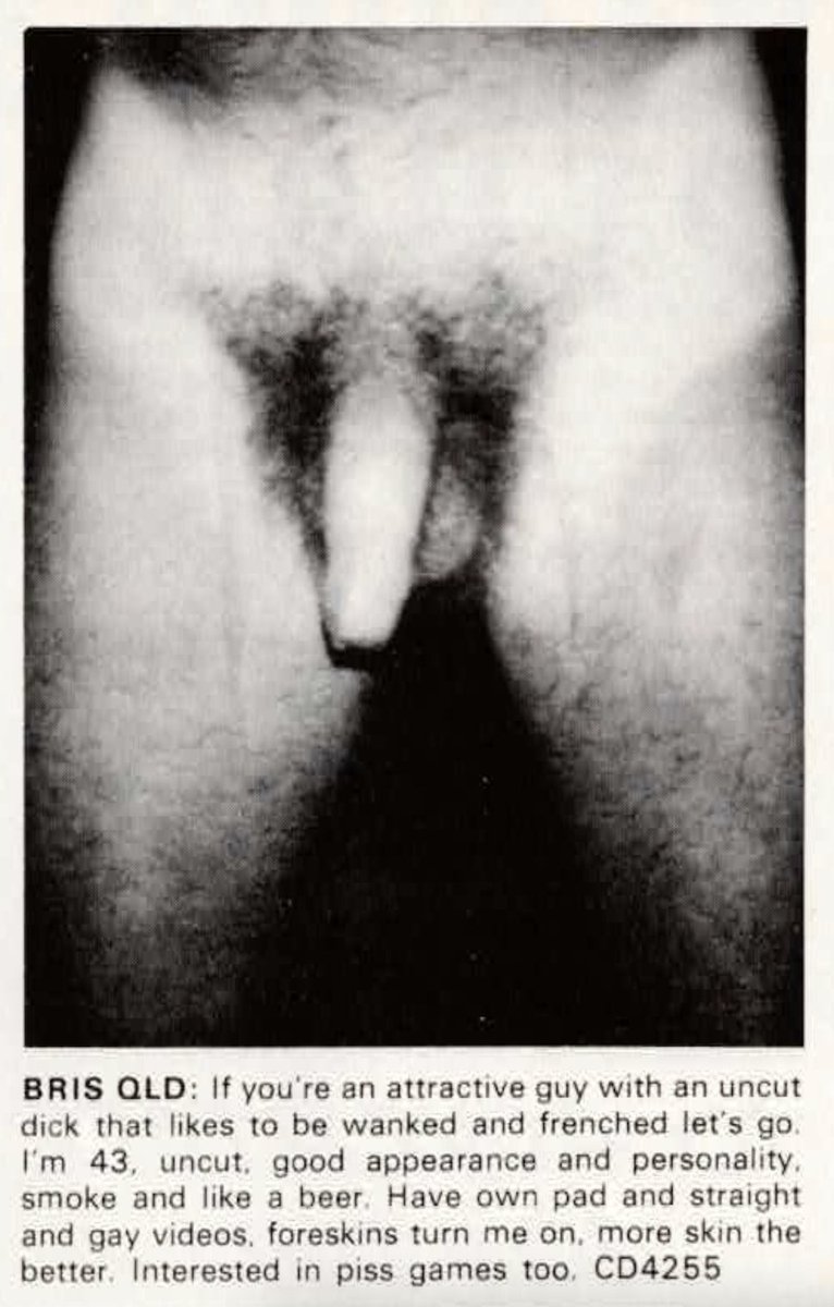 Classified ad from Australian magazine “GAY” Number 101 - April 1984