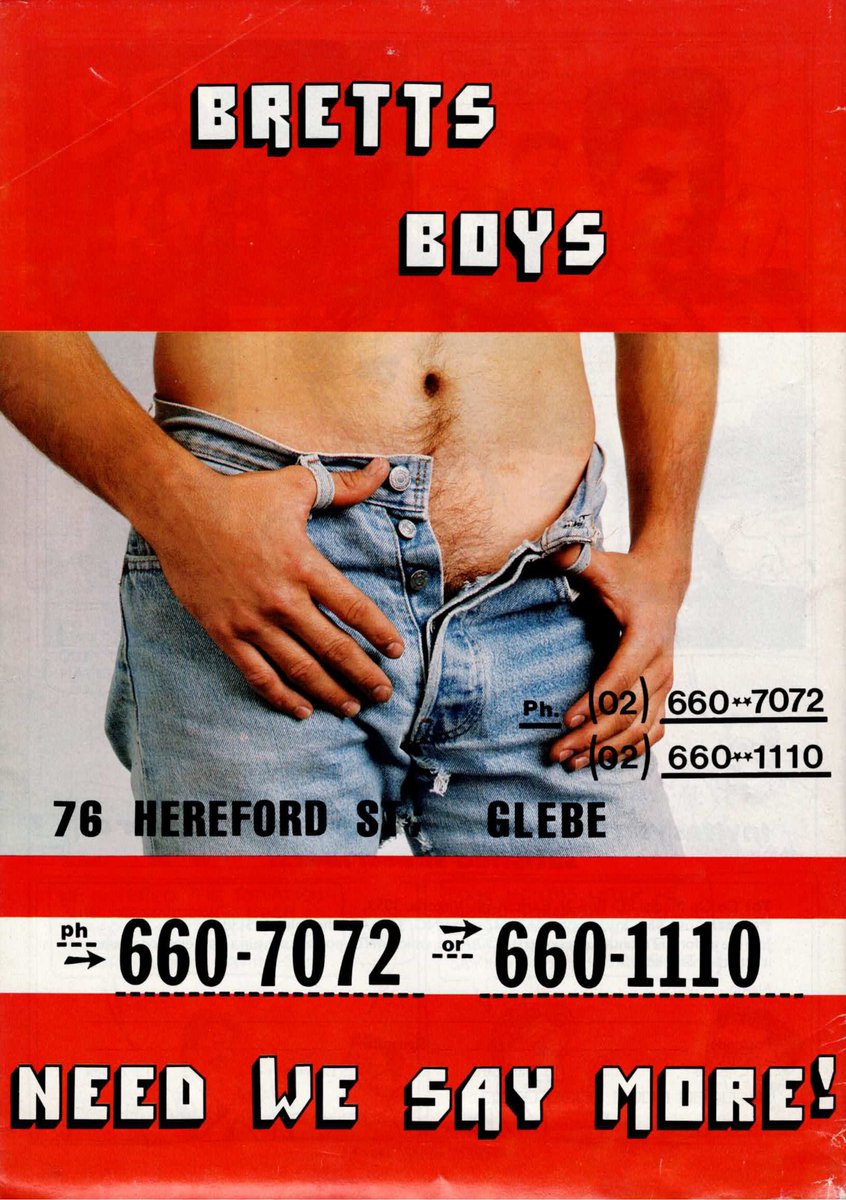 A Bretts Boys ad on the back cover of Australian magazine “Outrage” Number 53 - October 1987