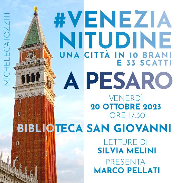 #Venezianitudine alla biblioteca San Giovanni di Pesaro! Una città in 10 brani (e 33 scatti)
Brani e foto de L’Eco dell'Altana 12 protagoniste di uno speciale evento venerdì 20 ottobre alle 17.30, con Silvia Melini e Marco Pellati. michelecatozzi.it/2023/10/14/la-…
#venezia #tealibri