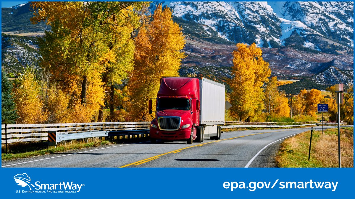bikeatillinois's tweet image. As the weather turns cooler, be sure to use greener freight strategies to fall into fuel savings. Using a combination of an #EPASmartWay-designated tractor and trailer can reduce truck fuel use by up to 20%! Learn more at epa.gov/smartway #MoveMoreWithLess #FuelSavings