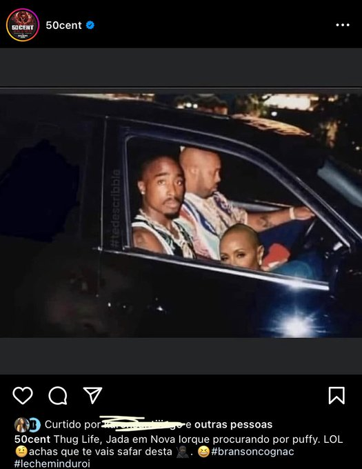 rapworldbr's tweet photo. 50 Cent ficou simplesmente maluco, e postou isso em seu Instagram direcionado a Jada Smith.

Will Smith vai reagir a qualquer momento. https://t.co/79YymEj9tP
