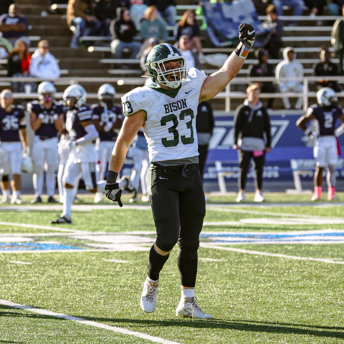OBU_Football's tweet photo. Good morning from the GAC's leader in sacks (8.0) and tackles for loss (12.0), Brett Karhu.

And he's 4th in the country in sacks🤯

#OnToVictory https://t.co/PyhhMVWEzL