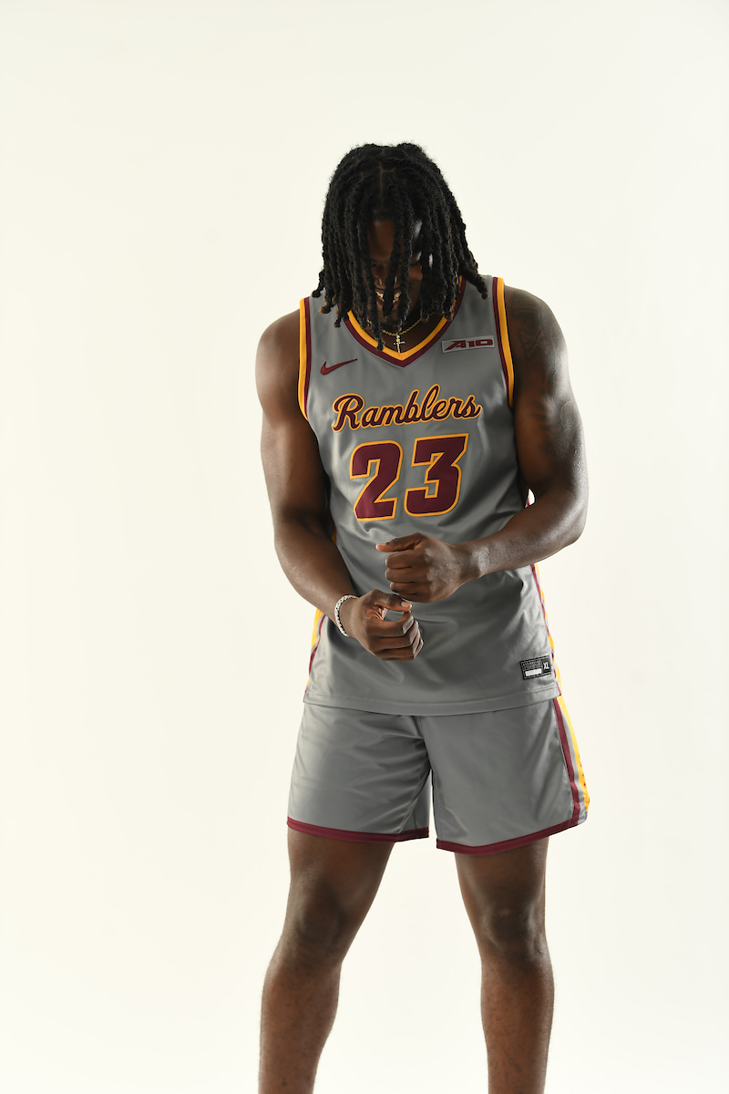 A10MBB's tweet photo. Let it out, 'Blers! 🐺

Preseason second-team selection Philip Alston and @RamblersMBB HC Drew Valentine at #A10MediaDay 📸 https://t.co/j0GYLnFQFn