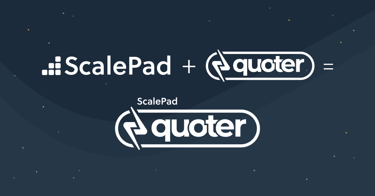 quotersoftware's tweet photo. Today, there is one more (huge!) reason to love Quoter. We are excited and humbled to announce that @quotersoftware is joining the @GoScalePad family.

By joining forces, our Partners will benefit from:

More resources, insights, and innovations: 
We think of it as jet fuel for powering the highest-impact business growth tools.

Cultural cohesion: 
ScalePad and Quoter are aligned in prioritizing innovation, dedication, and collaboration. The sky's the limit.

Shared vision: 
Together, we will continue to push the boundaries of what's possible in Revenue Operations.

Continuity: 
With team and leadership in place, this strategic partnership will amplify our reach and resources while staying true to our mission and values.

Also, Our founders have retained the significant majority of their equity and remain heavily invested in Quoter. As this partnership takes shape, our Co-founders (CEO Mike Walsh and CTO Mike Polga) will transition to play a pivotal role at ScalePad, continuing the innovative culture and ethos of Quoter.

If you're a Quoter Partner, past, present, or soon-to-be, thank you. You challenge and inspire us to go after game-changing ideas and execute faster, more innovative solutions to supercharge your revenue. 

This partnership is integral to our vision of continuing to serve your business.

Link to the Press Release:
https://t.co/3WZgPA1KD4

#quoter #scalepad