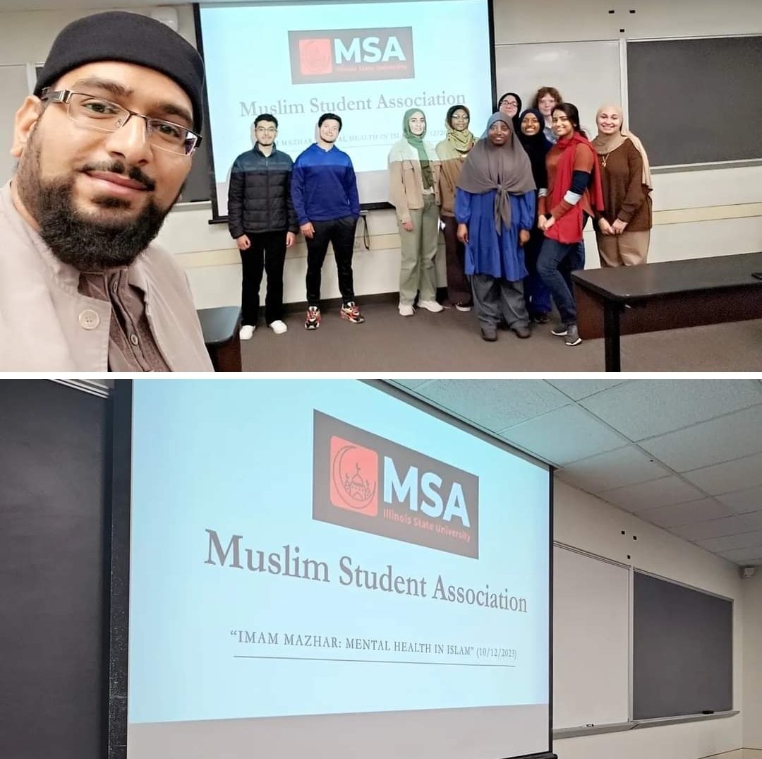 Had the incredible privilege of speaking to the bright minds with MSA ISU in Bloomington-Normal. We delved into the history of mental health in Islam and connected it to the ongoing situations in Gaza, Palestine, and the challenges faced by Muslims worldwide.
#palestine