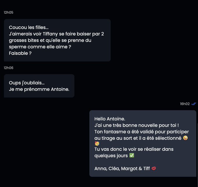 Hello toi... Juste pour te pr&eacute;venir que demain nous publions le premier FANTASME de l'un de nos abonn&eacute;s<a href="/tag/goodvibes"class="tags"><span>#goodvibes</span></a><a href="/tag/gorgeous"class="tags"><span>#gorgeous</span></a><a href="/tag/bff"class="tags"><span>#bff</span></a><a href="/tag/summervibes"class="tags"><span>#summervibes</span></a><a href="/tag/copin"class="tags"><span>#copin</span></a>