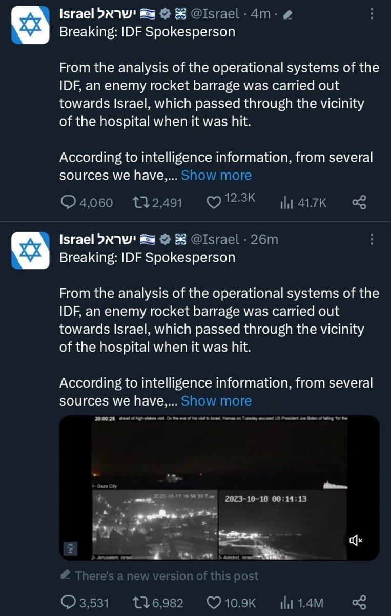 MyLordBebo's tweet photo. This video was deleted.

Another video is an hour too early.

So much fakes, even spread by the Israel government. Alarming.

They are just hysterically tweeting. https://t.co/QmRdYvSmHj